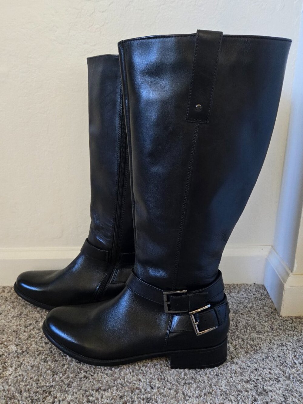 Clark's Size 10 Black Leather - Knee-high Boots, NEW